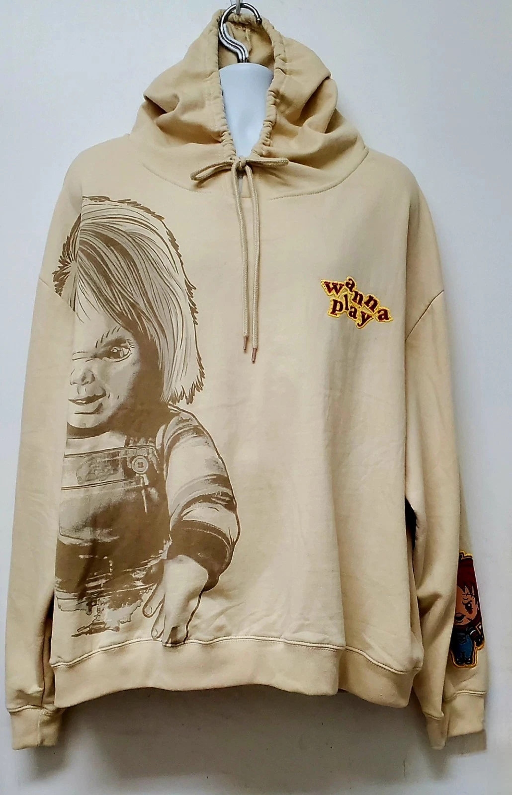 Chucky Wanna Play Pullover Hoodie, Sweatshirt Beige Halloween Hoodie
