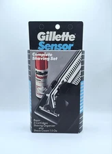 Vintage Gillette Sensor Razor Handle,  3 Cartridges And Shaving Cream Set - 1989
