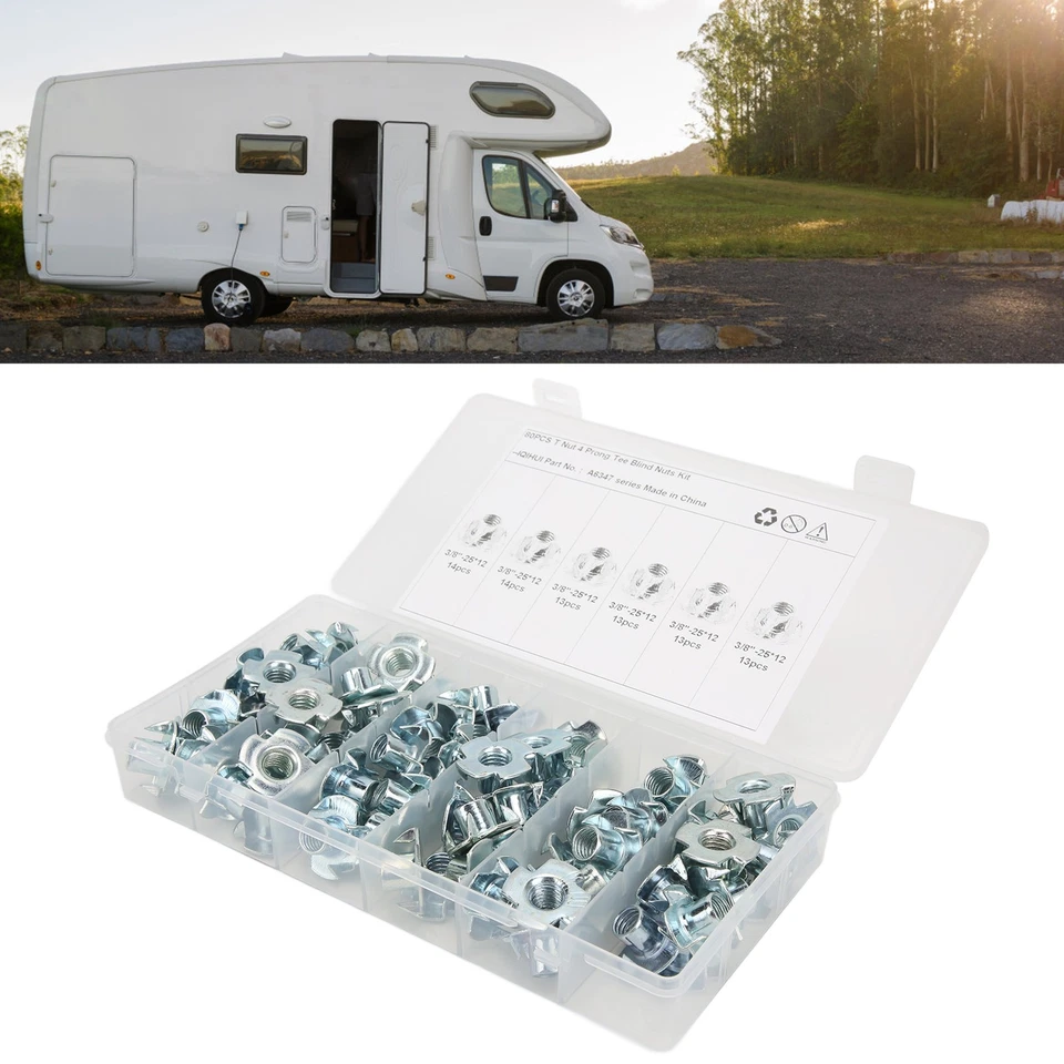 80x Four Claw Nut Strong Rust Prevention Carbon Steel 3/8in Nuts For Furniture - Image 4 of 4