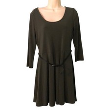 Forever 21 Olive Green Knit Skater Dress Size XL Belt NWOT Fit & Flare
