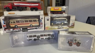 BREKINA 1:87 BUS LKW TRAC MERCEDES STEYR VOLVO  AUTOMODELL  6 STÜCK NEU  - Bild 1 von 4