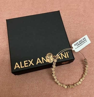 Alex and Ani Beaded Bangle Bracelet Rose Gold tone Snowflakes NWT