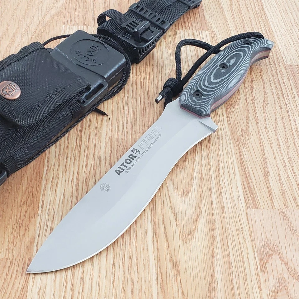 Cuchillo fijo Aitor Ferfal 7" Full Tang Bohler N690 hoja de acero mango de madera negro Foto 2 de 4