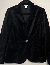 White House Black Market Black Velvet Blazer Jacket Women s Size 2 Cotton