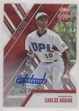 2017 Panini Elite Extra Edition Status Red Die-Cut 18/35 CARLOS AGUIAR Auto fm0