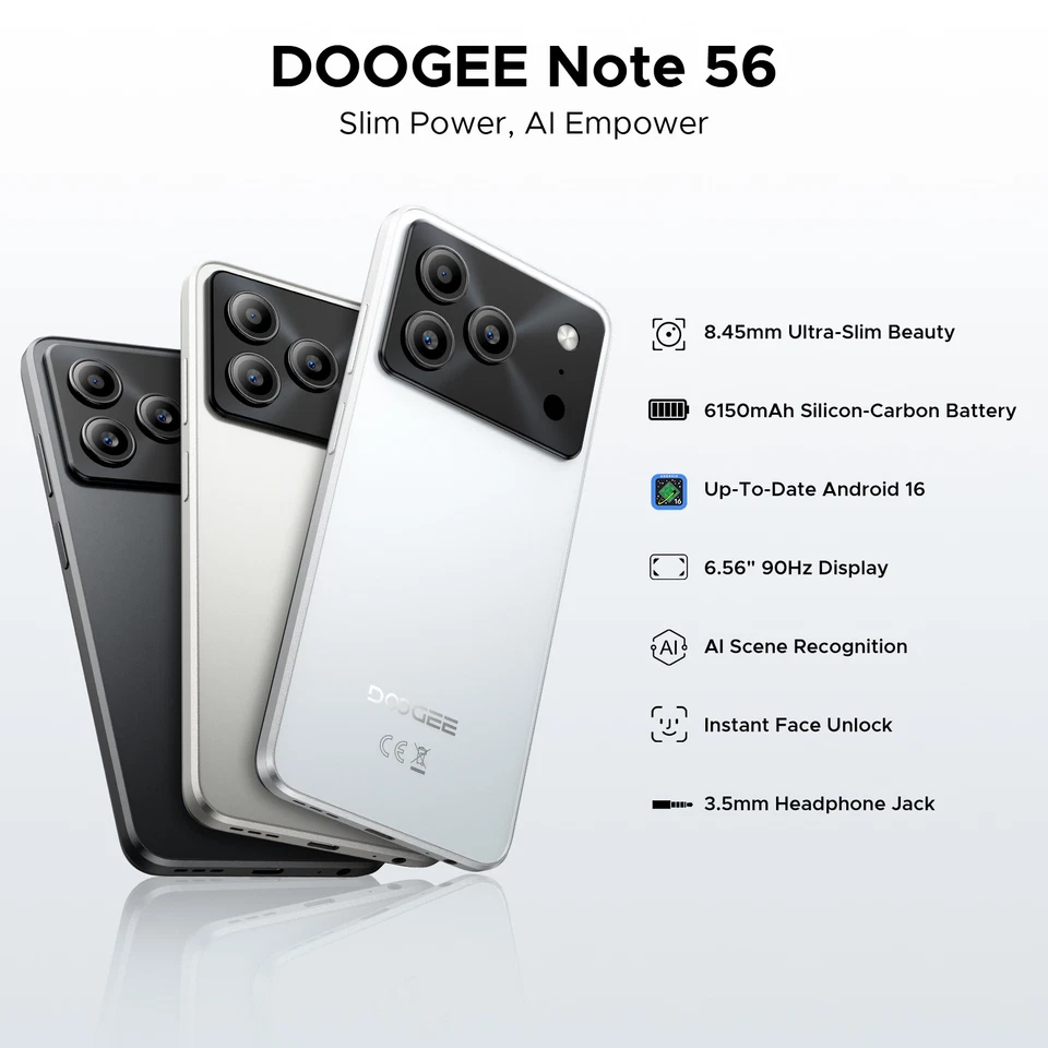 DOOGEE Note 56 Android 16 Smartphone 24GB+64GB 6150mAh 6.56" Unlocked Cell Phone - Image 2 of 4