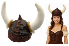 Soft Pleather Viking Helmet With Horns Viking Hats Barbarian Costume Accessory