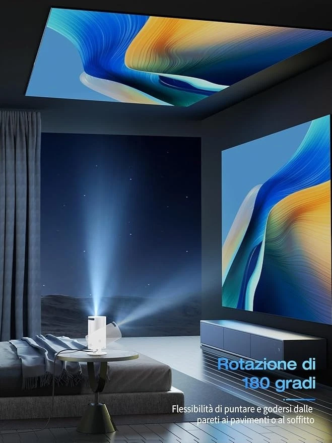 MINI PROIETTORE PORTATILE 5G HD BLUETOOTH 5.4 ANDROID 11 WiFi 6 MEMORIA 1GB+8GB - Immagine 2 di 4