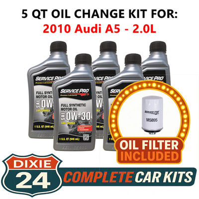 Fits: 2010 Audi A5 2.0L 6,000 Mile Synthetic Oil & Filter Kit (0W-30)