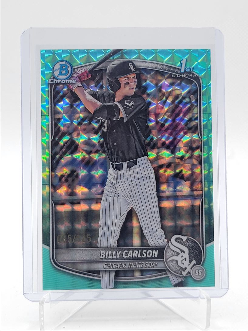 BILLY CARLSON 2025 BOWMAN CHROME DRAFT 1ST AQUA GEOMETRIC /125 Q4874