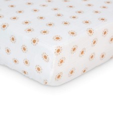 1-Pack Muslin Crib Sheets for Standard Crib Mattress 28x52 Inch Suns Pattern