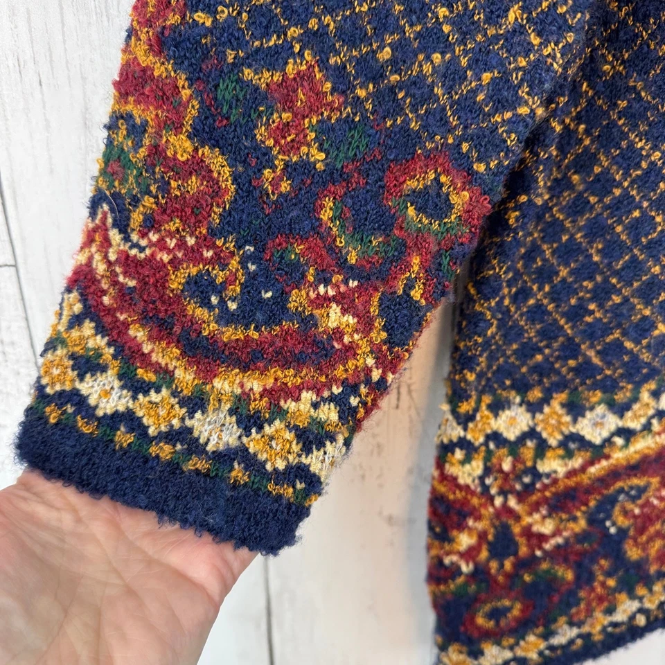 Cárdigan Suéter De Colección Marks & Spencer Azul Tapiz Tejido Con Botones Talla 8 Foto 3 de 4