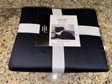 Luxury Hotel King Duvet Mini Set Two King Shams Navy and White NEW