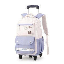 Blue Trolley Rolling Backpack For Girls Middle Kids School Bookbag Wheels
