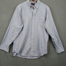 Chaps Ralph Lauren Dress Shirt Mens 16.5 Blue White Stripes Cotton Button Down