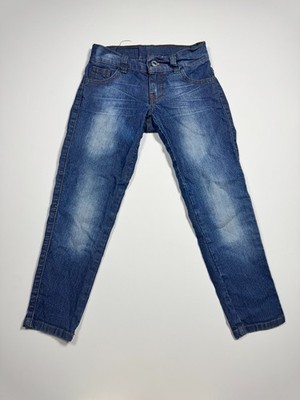 Meky Girl America Reyes Jeans Girls 4 Blue Denim Cotton Embroidered Butterfly
