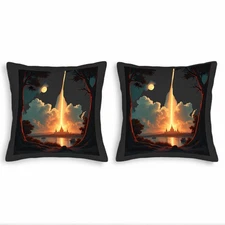 Set of 2 Throw Pillow Covers 18x18in - Elegant Rocket Design