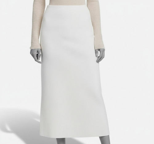Jil Sander Womens' Ivory Ribbed-Knit Midi-Skirt Size 30