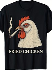 Men'S Funny for 420 T-Shirt - Smoking Fried Chicken - 2026 Summer Short-Slee