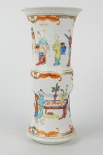 Antique Chinese Famille Rose Porcelain Gu Vase 18th C Qianlong QING