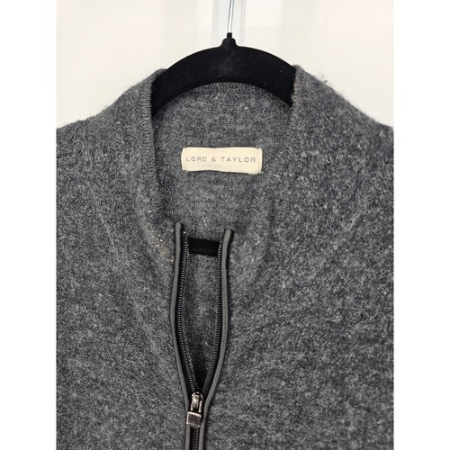 Lord & Taylor Womens Sz XL 100% Wool Calf Length Zip Up Jacket Charcoal Gray - Picture 4 of 6
