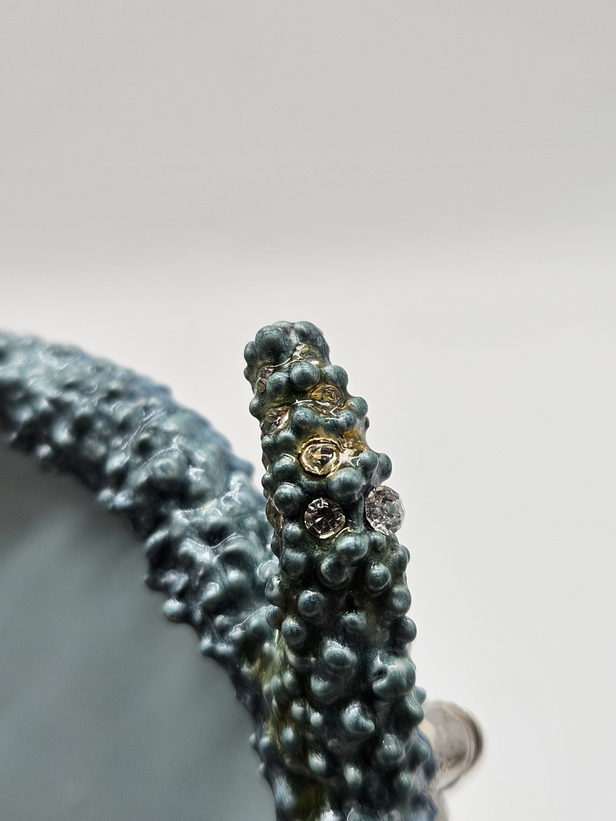 Strongwater Inspired Guilloche Blue Coral Crystal Picture Photo Frame Oval Metal