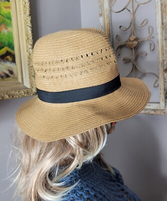 Eddie Bauer Unisex S Floppy Straw Packable Hat Brown woven  display picture 2