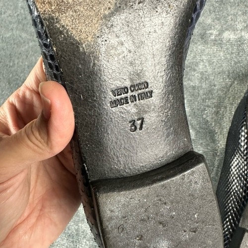 Calzoleria Toscana navy blue women’s flats made in Italy/python size Eur 37 US 7 - 第 8/12 張圖片