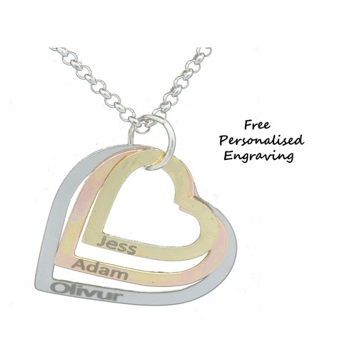 Tri-Colour Pendant Necklace Rose Gold 