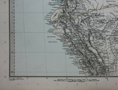 Original antique map SOUTH AMERICA, COLOMBIA, VENEZUELA, ECUADOR, Stieler, 1891 - Picture 7 of 7