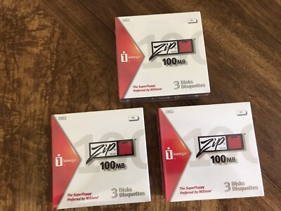 Three 3 Packs Of Iomega 100MB Zip Disks Total 9 Disks  Sealed-Unopened
