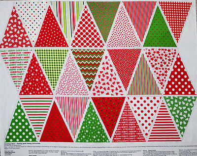 Happy Christmas Bunting Cotton Quilting Panel Fabric