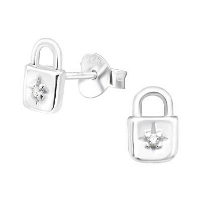 1 Paar Ohrstecker 925 Sterling Silber Schloss mit Zirkonia - Bild 1 von 2