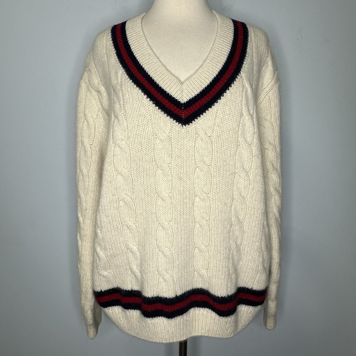Ivory Sweater V Neck Chunky Knit Sweater Brandy Melville Ivory