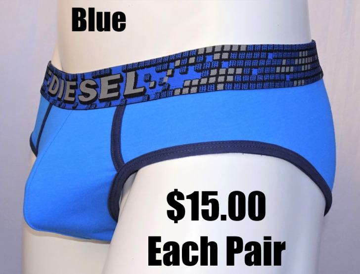 Diesel Cotton Stretch UMBR-ANDRE Briefs, In Blue Colors: Medium, Large & X-Large