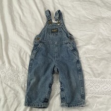 Vintage Sz 12 mo. Oshkosh B'gosh Denim Overalls Vestbak Made in USA Blue