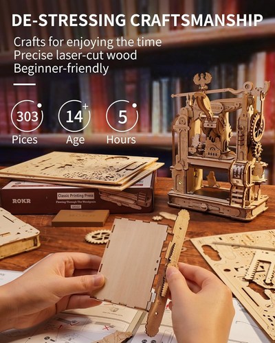 ROBOTIME Holzpuzzle 3D Drucker Holzmodell Bausatz DIY Spielzeug Kinder Geschenk - Bild 9 von 9