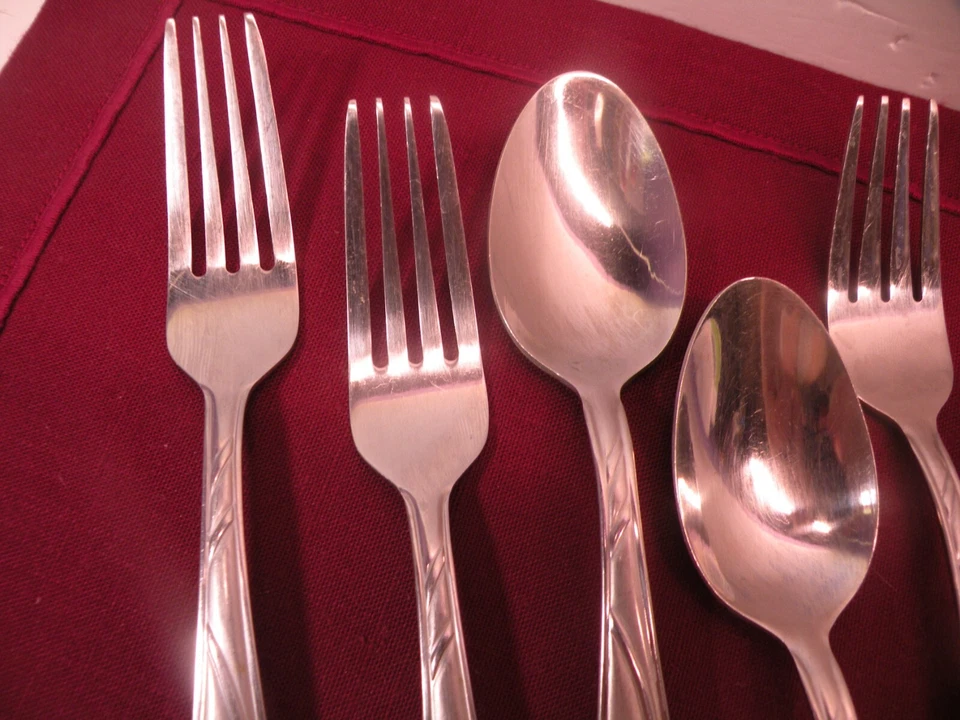 9 Piezas Pfaltzgraff Acero Inoxidable HOOPLA FROST Tenedores de Cena Tenedores de Ensalada Cuchara Foto 2 de 4