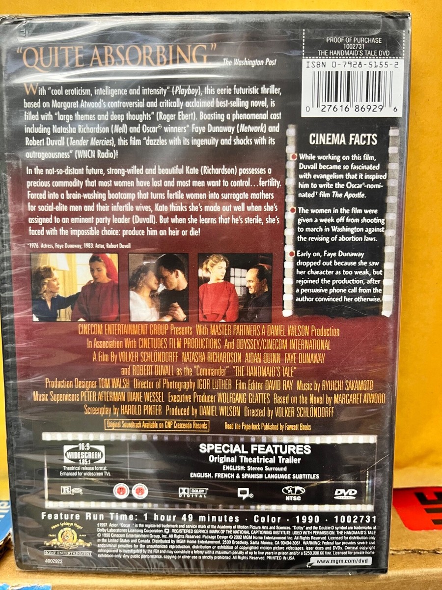 THE HANDMAID'S TALE-DVD- OOP - NATASHA RICHARDSON, ROBERT