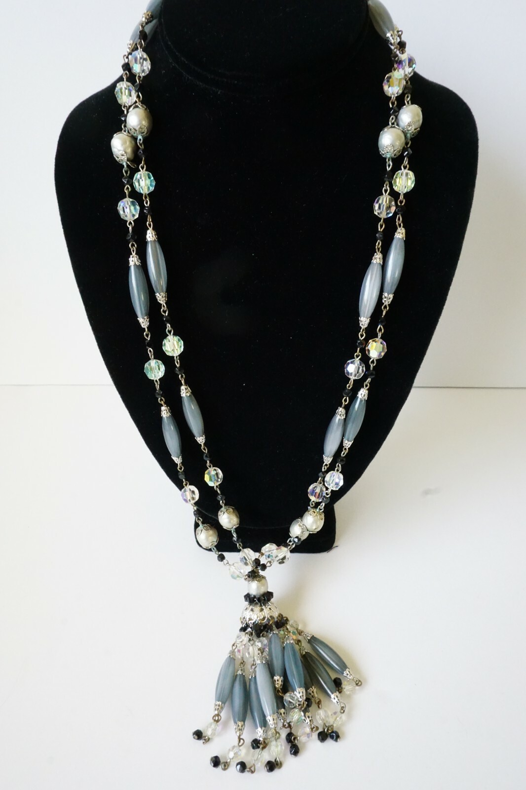 Vintage Vendome Crystal Pearl Tassel Necklace. Very … Gem