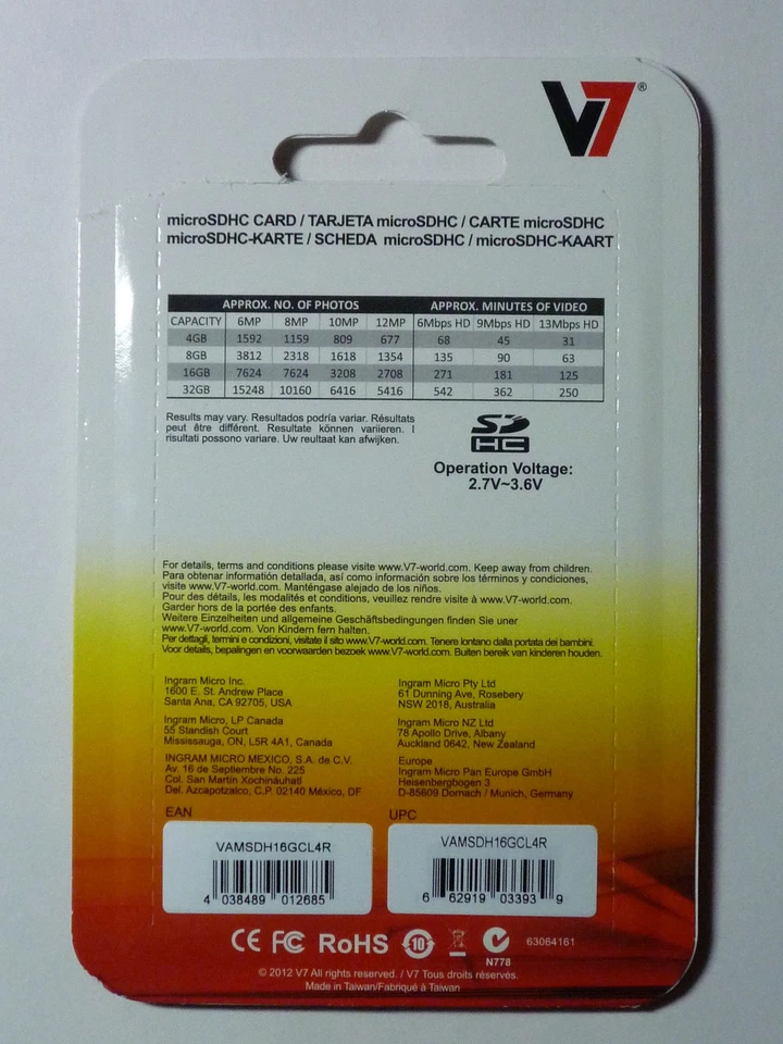 4 x V7 16GB microSDHC VAMSDH16GCL4R - NEW!! - Image 2 of 2