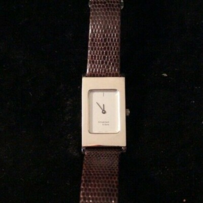 Elegante Uhr Tonneau Schoenlaub & Sons French made Quartzuhr Lederarmband