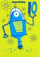 Blue Robot Designer Greetings Age 10 / 10th Birthday Card for Boy