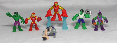 Playskool Marvel Super Hero Adventures Power Up Iron Man Hulk Green Goblin Lot