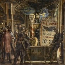 Tattoo and Haircut Art Print – Reginald Marsh 1932 Coney Island Barbershop Scene