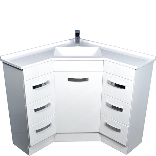 Corner Bathroom Vanity Cabinet & Poly Basin Top #9090 | eBay Australia
