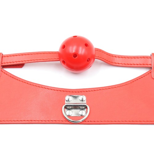 HOT Neck Collar Choker Mouth Gag Leash Chain PU Leather Set - Bild 5 von 14