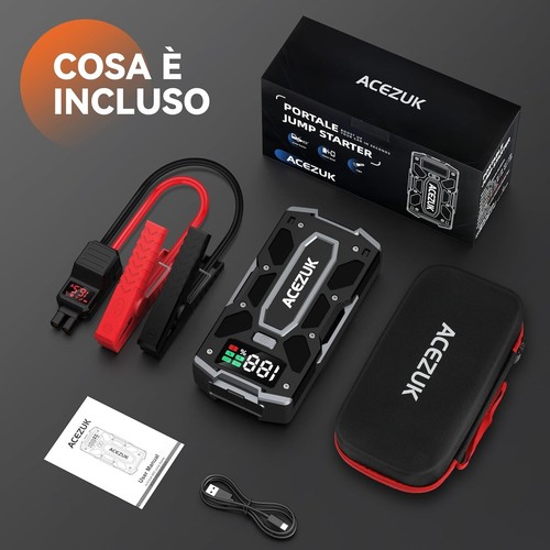 Avviatore Booster Professionale Potente Batteria Auto 5000A LED LCD Con Torcia - Foto 8 di 8