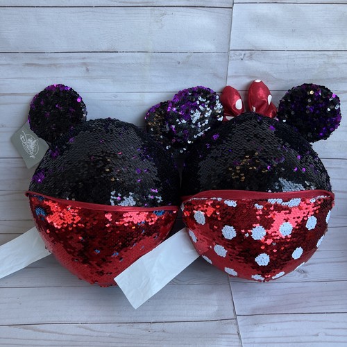 Authentic Disney Mickey & Minnie Set Reversible Sequins Plush 14” - Picture 5 of 5