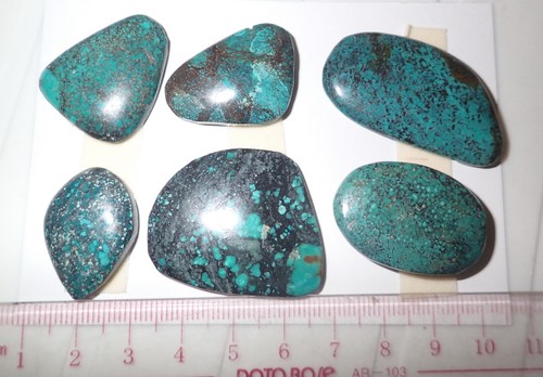Turquoise Stone Flat Free Form Cabochon 169 Carat 6 pieces 33.8 gram Lot A - Picture 3 of 3